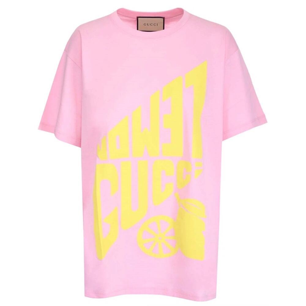 NWT Gucci Lemon Gucci print T-shirt Size XXS Pink